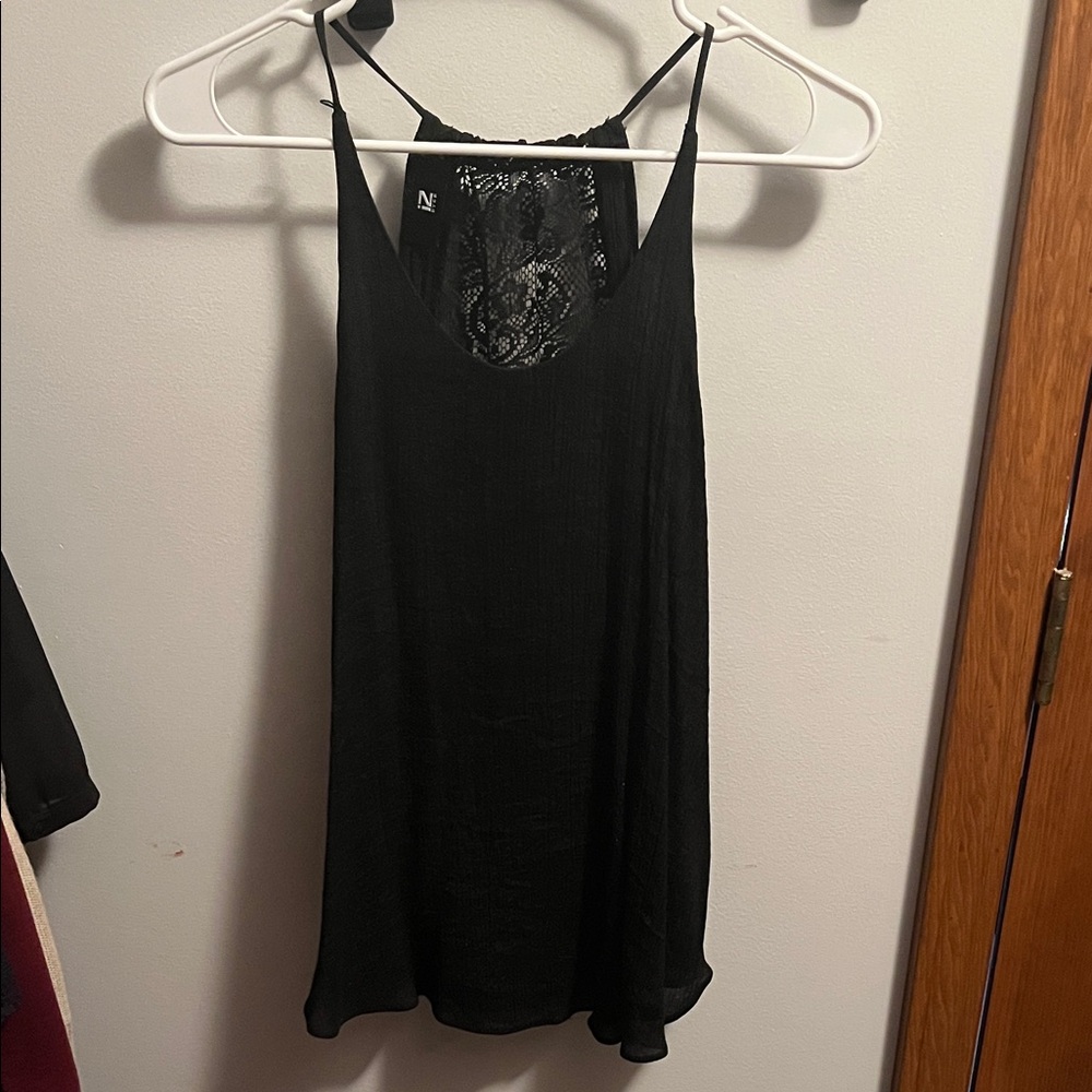 Iz Byer Black Lace Detail Tank Top